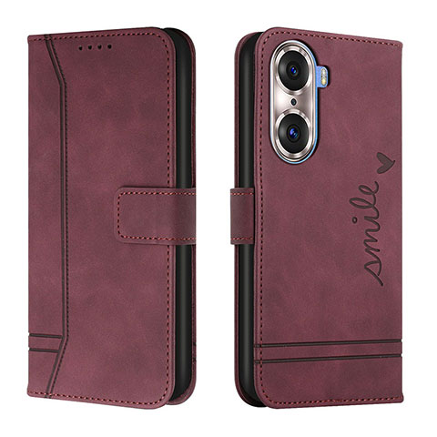 Custodia Portafoglio In Pelle Cover con Supporto H01X per Huawei Honor 60 5G Rosso