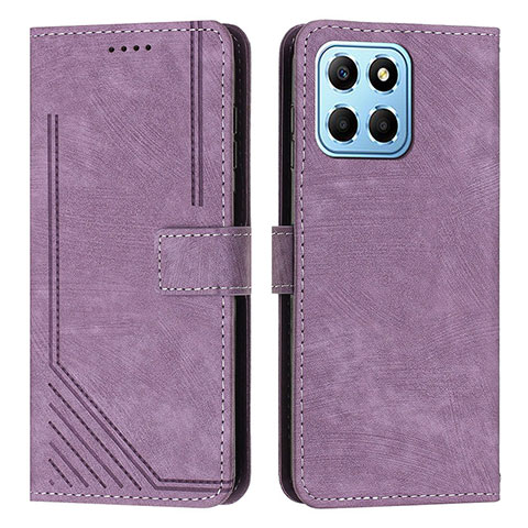 Custodia Portafoglio In Pelle Cover con Supporto H01X per Huawei Honor X6 Viola