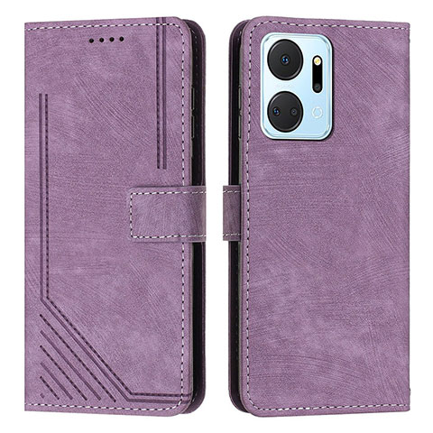 Custodia Portafoglio In Pelle Cover con Supporto H01X per Huawei Honor X7a Viola