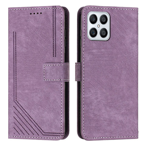 Custodia Portafoglio In Pelle Cover con Supporto H01X per Huawei Honor X8 4G Viola