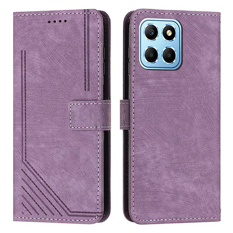 Custodia Portafoglio In Pelle Cover con Supporto H01X per Huawei Honor X8 5G Viola