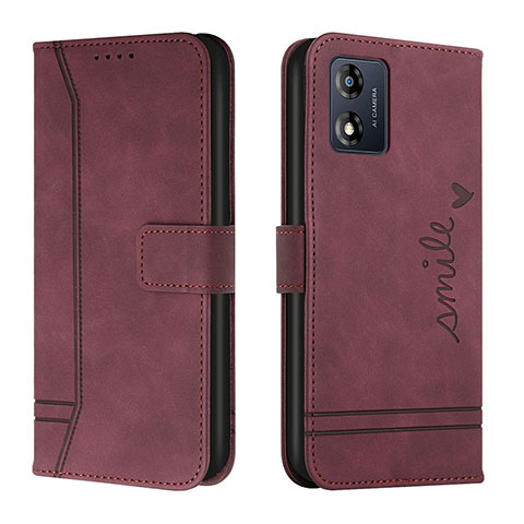 Custodia Portafoglio In Pelle Cover con Supporto H01X per Motorola Moto E13 Rosso