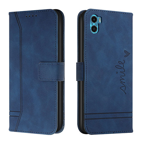 Custodia Portafoglio In Pelle Cover con Supporto H01X per Motorola Moto E32 India Blu