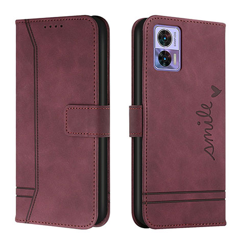 Custodia Portafoglio In Pelle Cover con Supporto H01X per Motorola Moto Edge 30 Lite 5G Rosso