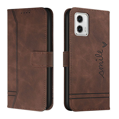 Custodia Portafoglio In Pelle Cover con Supporto H01X per Motorola Moto G73 5G Marrone