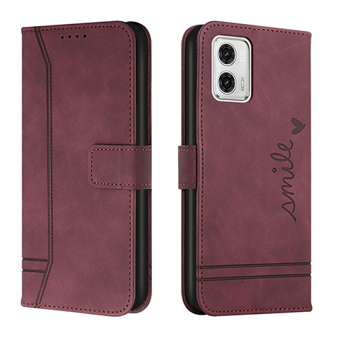 Custodia Portafoglio In Pelle Cover con Supporto H01X per Motorola Moto G73 5G Rosso