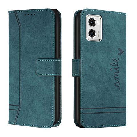 Custodia Portafoglio In Pelle Cover con Supporto H01X per Motorola Moto G73 5G Verde