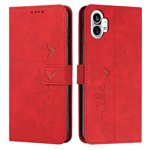 Custodia Portafoglio In Pelle Cover con Supporto H01X per Nothing Phone 1 Rosso