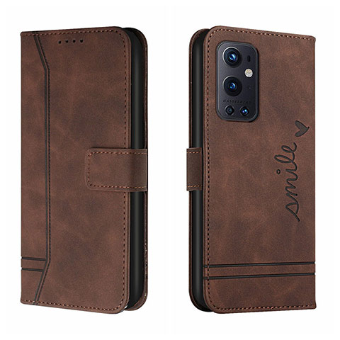 Custodia Portafoglio In Pelle Cover con Supporto H01X per OnePlus 9 Pro 5G Marrone