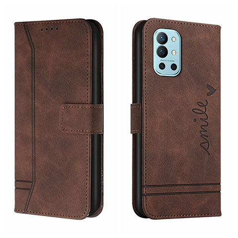 Custodia Portafoglio In Pelle Cover con Supporto H01X per OnePlus 9R 5G Marrone