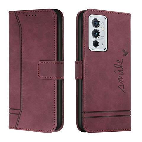 Custodia Portafoglio In Pelle Cover con Supporto H01X per OnePlus 9RT 5G Rosso