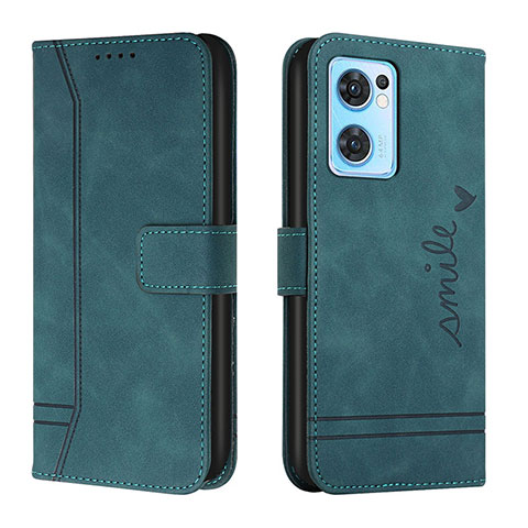 Custodia Portafoglio In Pelle Cover con Supporto H01X per Oppo Find X5 Lite 5G Verde