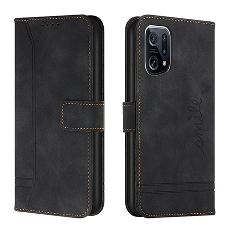 Custodia Portafoglio In Pelle Cover con Supporto H01X per Oppo Find X5 Pro 5G Nero