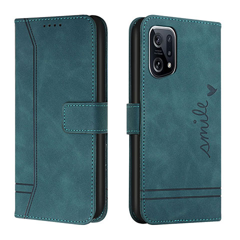 Custodia Portafoglio In Pelle Cover con Supporto H01X per Oppo Find X5 Pro 5G Verde