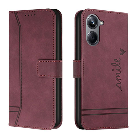 Custodia Portafoglio In Pelle Cover con Supporto H01X per Realme 10 Pro 5G Rosso