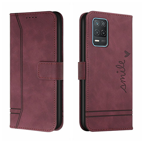 Custodia Portafoglio In Pelle Cover con Supporto H01X per Realme 8 5G Rosso