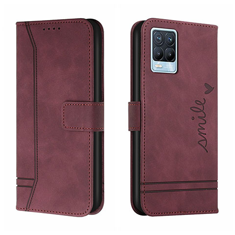 Custodia Portafoglio In Pelle Cover con Supporto H01X per Realme 8 Pro Rosso