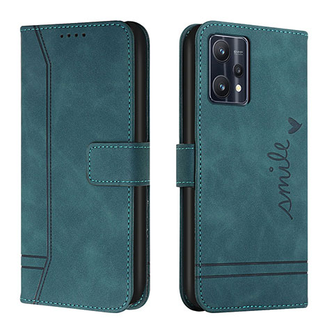 Custodia Portafoglio In Pelle Cover con Supporto H01X per Realme 9 4G Verde