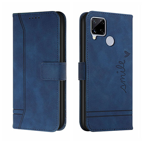 Custodia Portafoglio In Pelle Cover con Supporto H01X per Realme C25 Blu