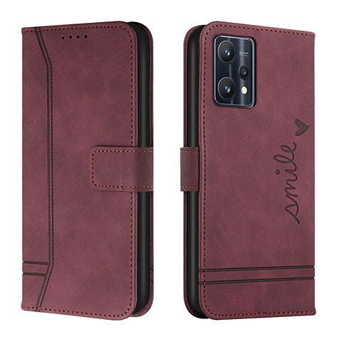 Custodia Portafoglio In Pelle Cover con Supporto H01X per Realme Q5 5G Rosso