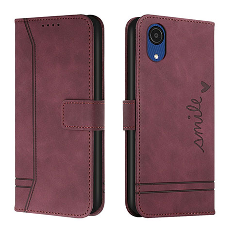 Custodia Portafoglio In Pelle Cover con Supporto H01X per Samsung Galaxy A03 Core Rosso