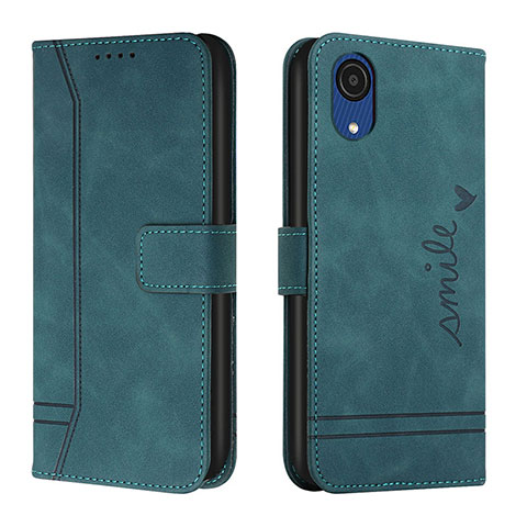 Custodia Portafoglio In Pelle Cover con Supporto H01X per Samsung Galaxy A03 Core Verde