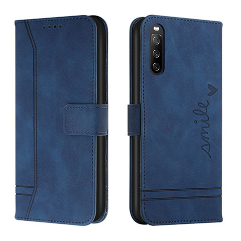 Custodia Portafoglio In Pelle Cover con Supporto H01X per Sony Xperia 10 V Blu