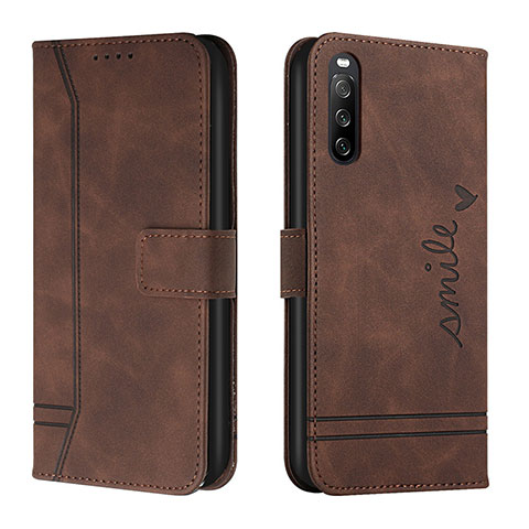 Custodia Portafoglio In Pelle Cover con Supporto H01X per Sony Xperia 10 V Marrone