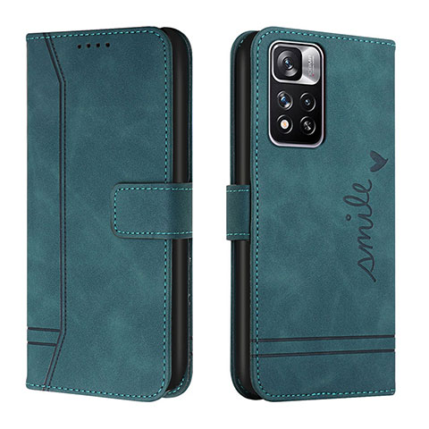 Custodia Portafoglio In Pelle Cover con Supporto H01X per Xiaomi Mi 11i 5G (2022) Verde