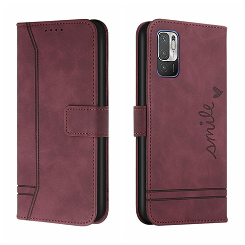 Custodia Portafoglio In Pelle Cover con Supporto H01X per Xiaomi POCO M3 Pro 5G Rosso