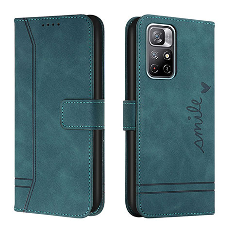 Custodia Portafoglio In Pelle Cover con Supporto H01X per Xiaomi Poco M4 Pro 5G Verde