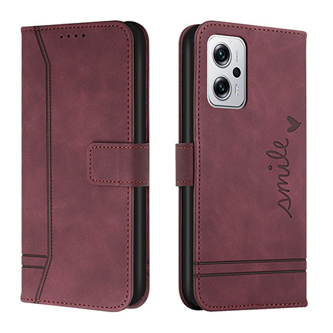 Custodia Portafoglio In Pelle Cover con Supporto H01X per Xiaomi Poco X4 GT 5G Rosso