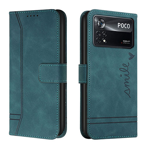 Custodia Portafoglio In Pelle Cover con Supporto H01X per Xiaomi Poco X4 Pro 5G Verde