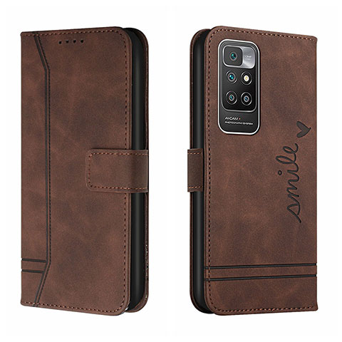 Custodia Portafoglio In Pelle Cover con Supporto H01X per Xiaomi Redmi 10 (2022) Marrone