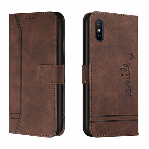 Custodia Portafoglio In Pelle Cover con Supporto H01X per Xiaomi Redmi 9AT Marrone