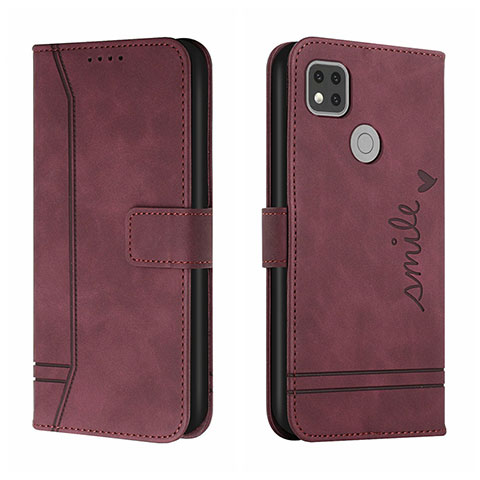 Custodia Portafoglio In Pelle Cover con Supporto H01X per Xiaomi Redmi 9C NFC Rosso