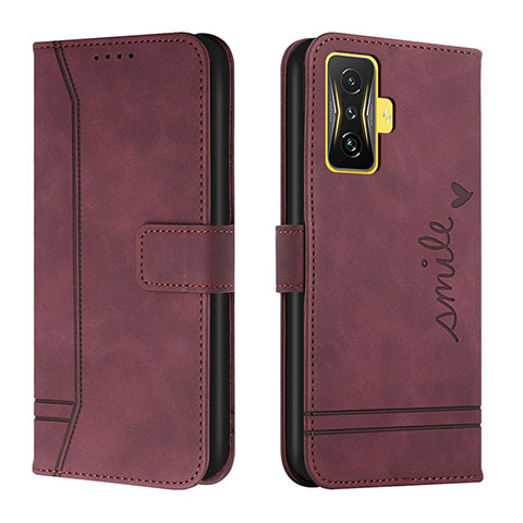 Custodia Portafoglio In Pelle Cover con Supporto H01X per Xiaomi Redmi K50 Gaming 5G Rosso