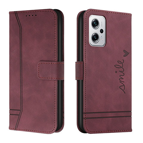 Custodia Portafoglio In Pelle Cover con Supporto H01X per Xiaomi Redmi K50i 5G Rosso