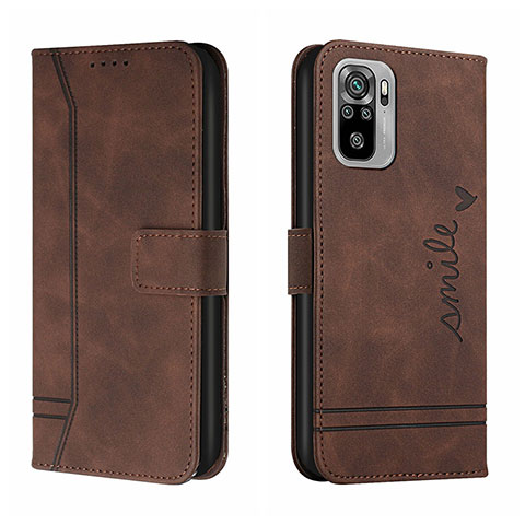 Custodia Portafoglio In Pelle Cover con Supporto H01X per Xiaomi Redmi Note 10 4G Marrone