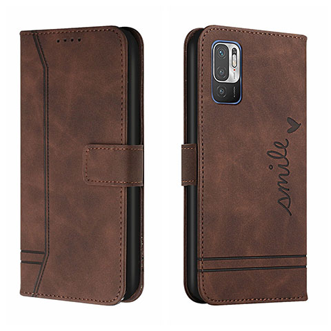 Custodia Portafoglio In Pelle Cover con Supporto H01X per Xiaomi Redmi Note 10 5G Marrone