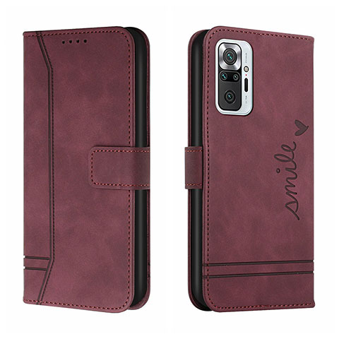 Custodia Portafoglio In Pelle Cover con Supporto H01X per Xiaomi Redmi Note 10 Pro 4G Rosso