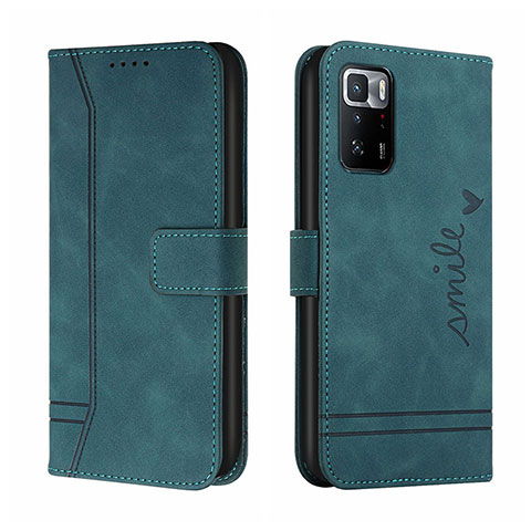 Custodia Portafoglio In Pelle Cover con Supporto H01X per Xiaomi Redmi Note 10 Pro 5G Verde