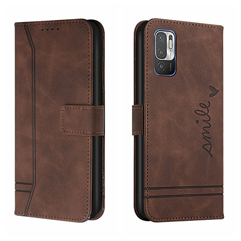 Custodia Portafoglio In Pelle Cover con Supporto H01X per Xiaomi Redmi Note 10T 5G Marrone