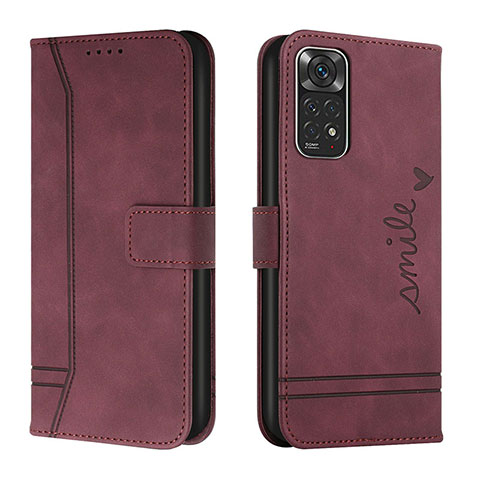 Custodia Portafoglio In Pelle Cover con Supporto H01X per Xiaomi Redmi Note 11 4G (2022) Rosso