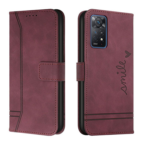 Custodia Portafoglio In Pelle Cover con Supporto H01X per Xiaomi Redmi Note 11 Pro 4G Rosso