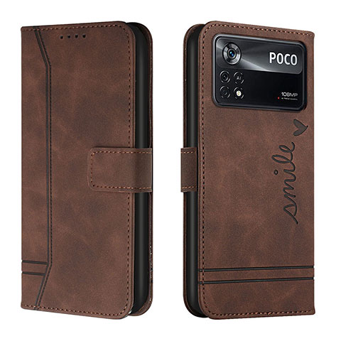 Custodia Portafoglio In Pelle Cover con Supporto H01X per Xiaomi Redmi Note 11E Pro 5G Marrone