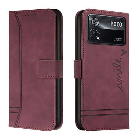 Custodia Portafoglio In Pelle Cover con Supporto H01X per Xiaomi Redmi Note 11E Pro 5G Rosso