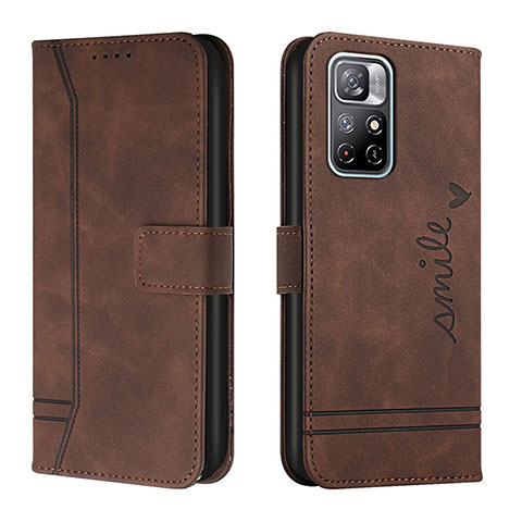 Custodia Portafoglio In Pelle Cover con Supporto H01X per Xiaomi Redmi Note 11S 5G Marrone