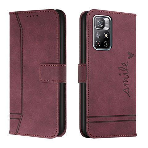 Custodia Portafoglio In Pelle Cover con Supporto H01X per Xiaomi Redmi Note 11S 5G Rosso