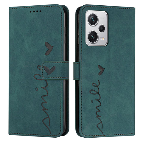 Custodia Portafoglio In Pelle Cover con Supporto H01X per Xiaomi Redmi Note 12 Explorer Verde